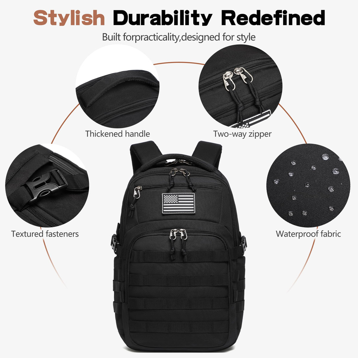 Black Small Tactical Backpack O344