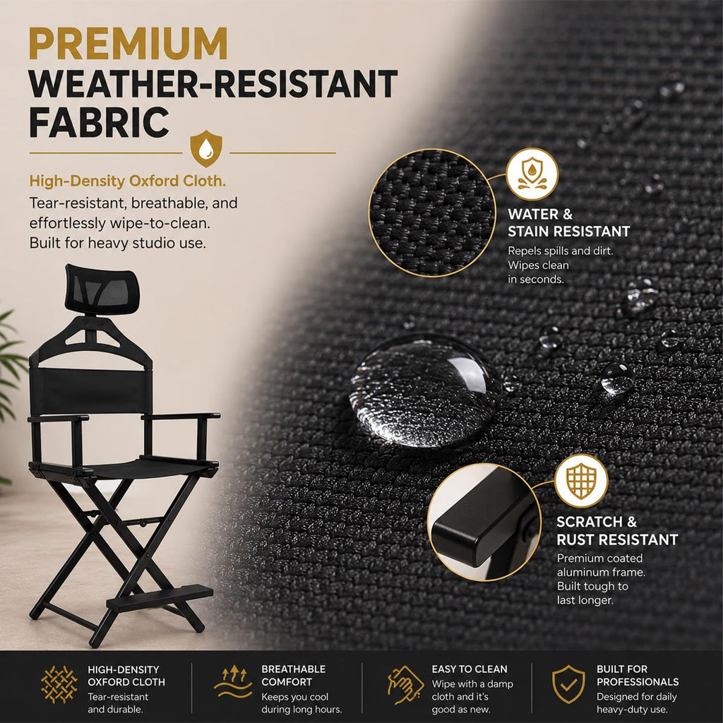 Tall Foldable Directors Chair with Adjustable Head Rest Z4985