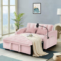 Pink Velvet Convertible Sleeper Sofa Bed U104819