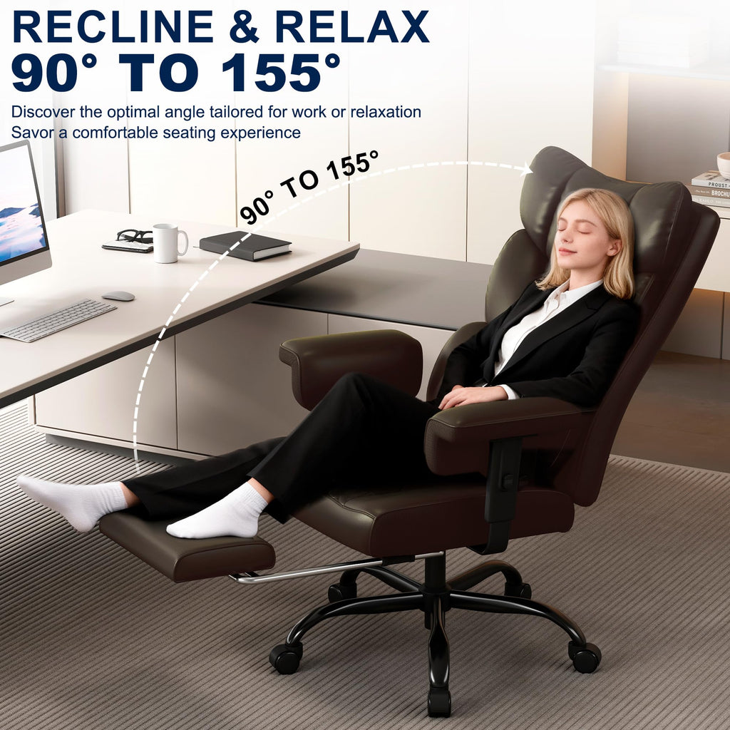 Big and Tall Faux Leather Office Chair with Footrest N2091