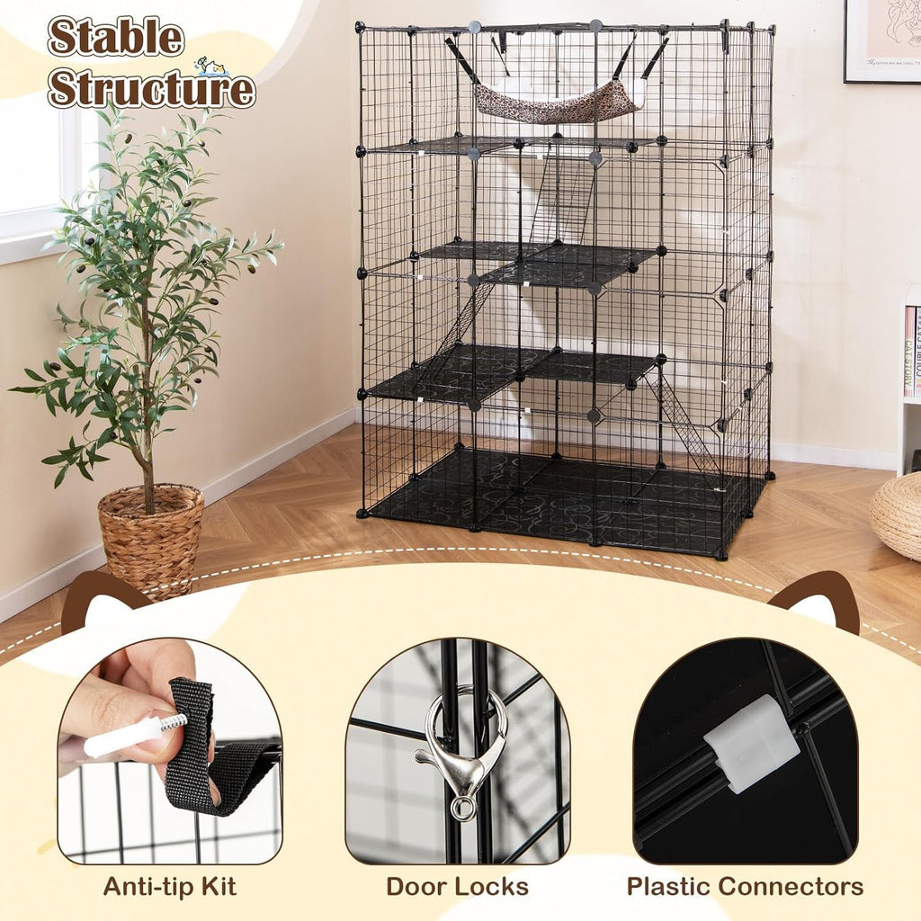 Large 4-Tier Metal Wire Cat Cage M884408