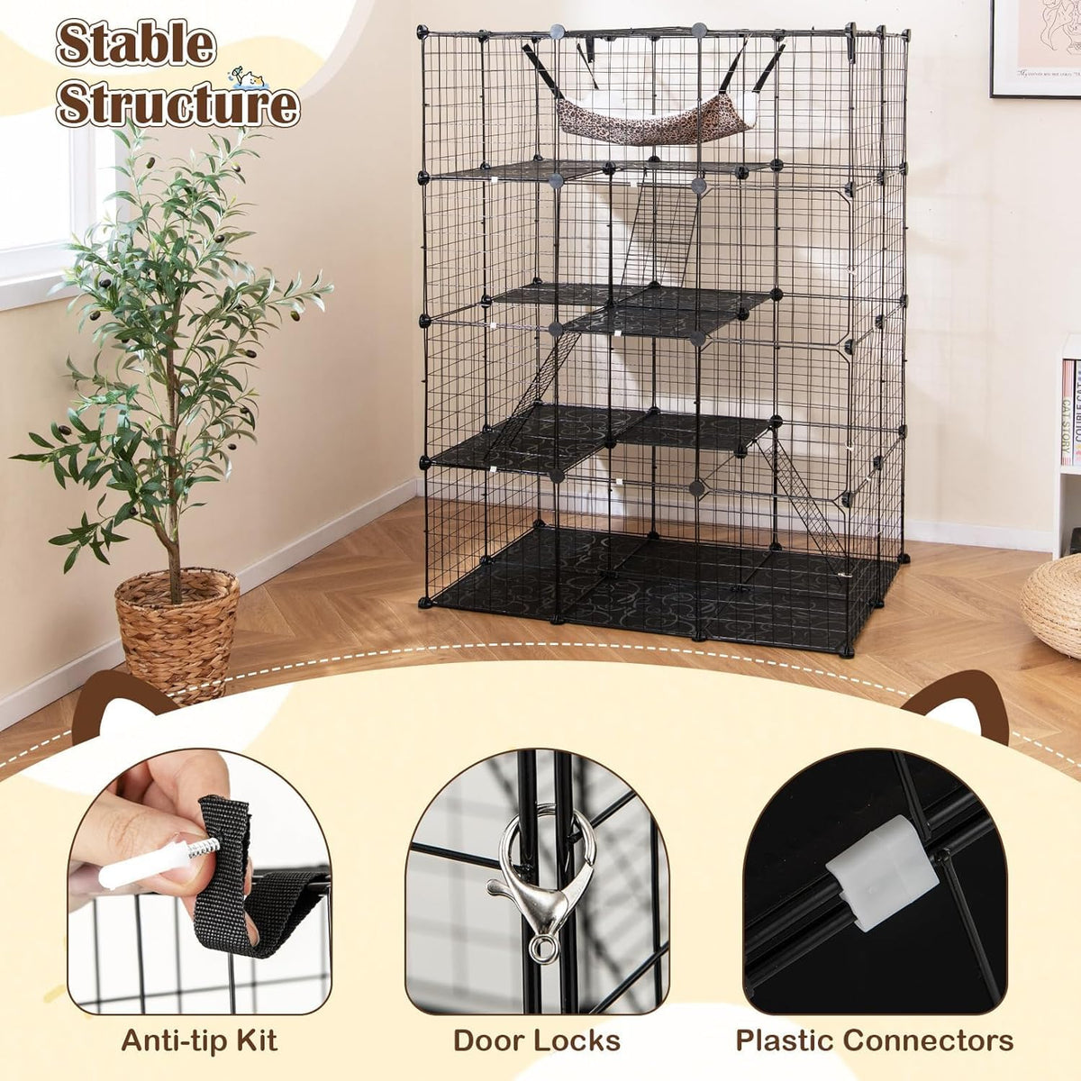 Large 4-Tier Metal Wire Cat Cage M884408