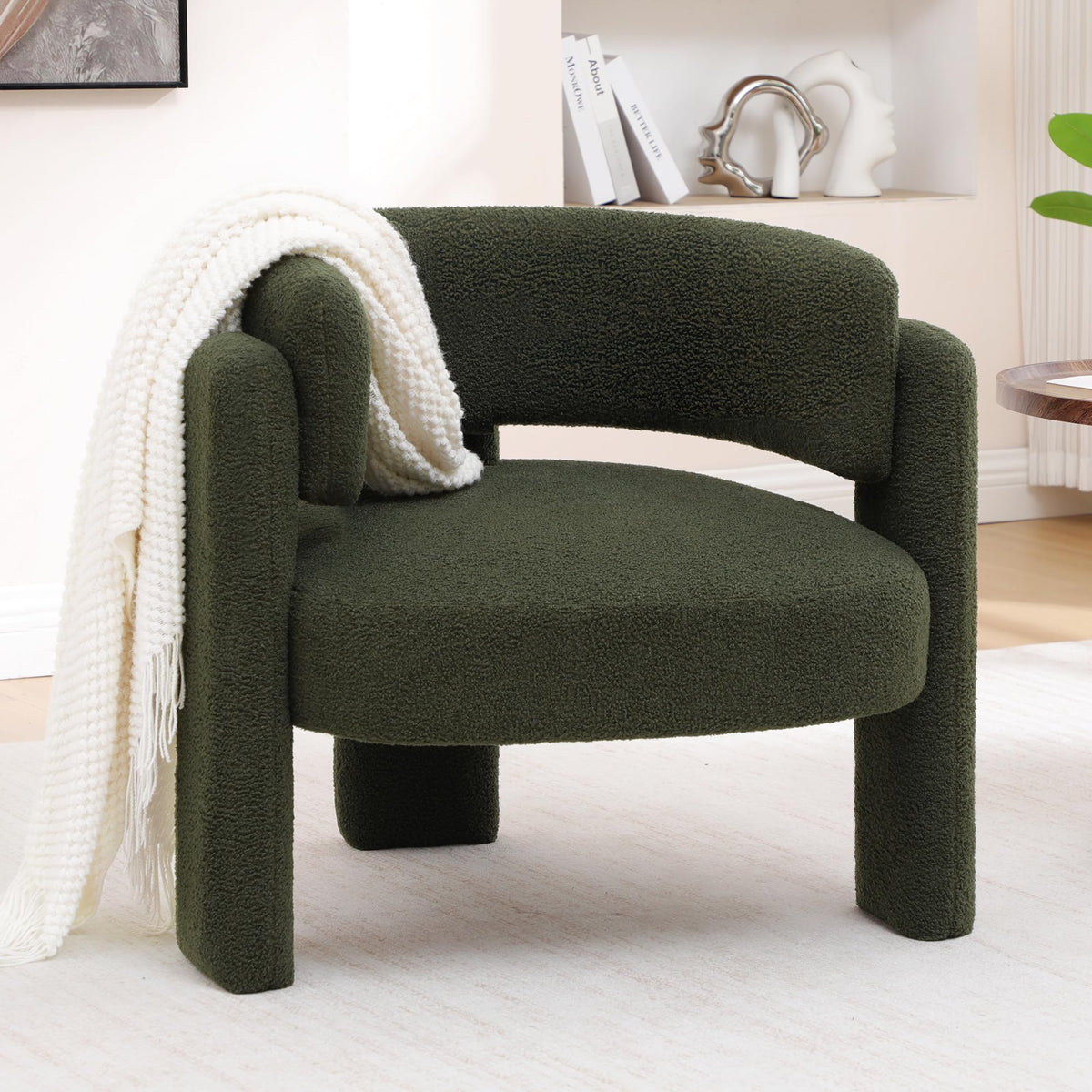 Sherpa Barrel Accent Chairs Set of 2 Olive Green N17402