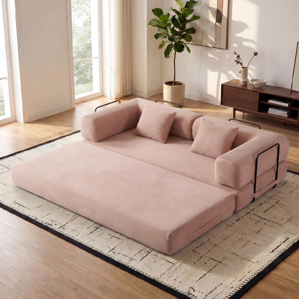 Pink Convertible Floor Sofa Bed T5354