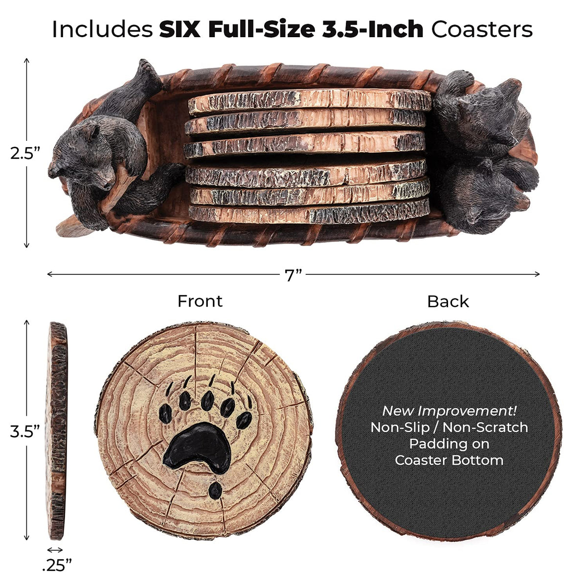Bear Coasters Set of 6 V2701