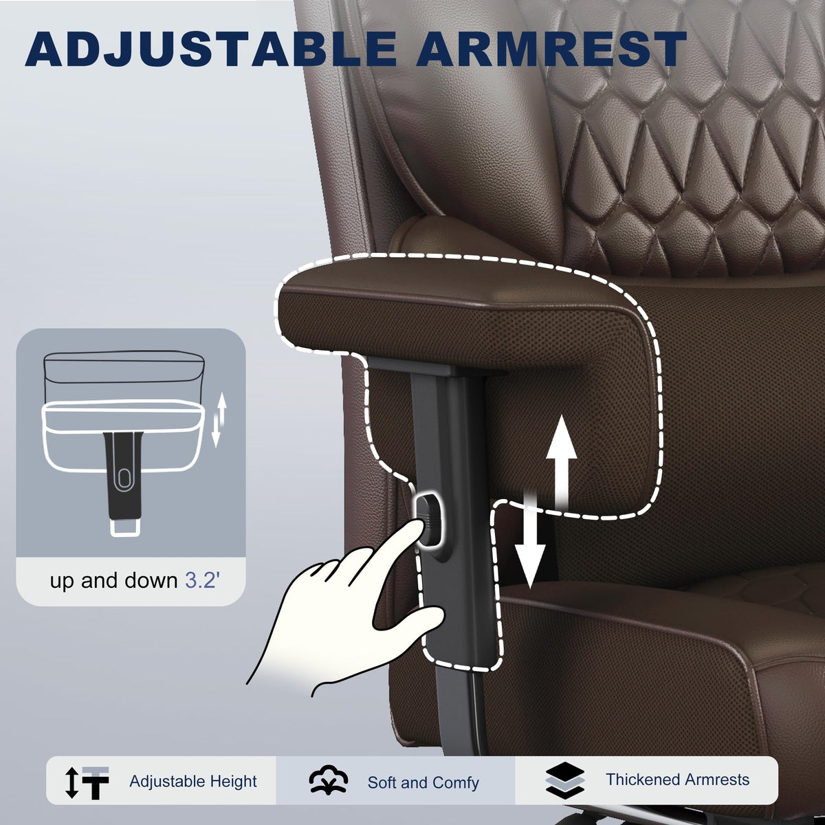 Big and Tall Faux Leather Office Chair with Footrest N2091