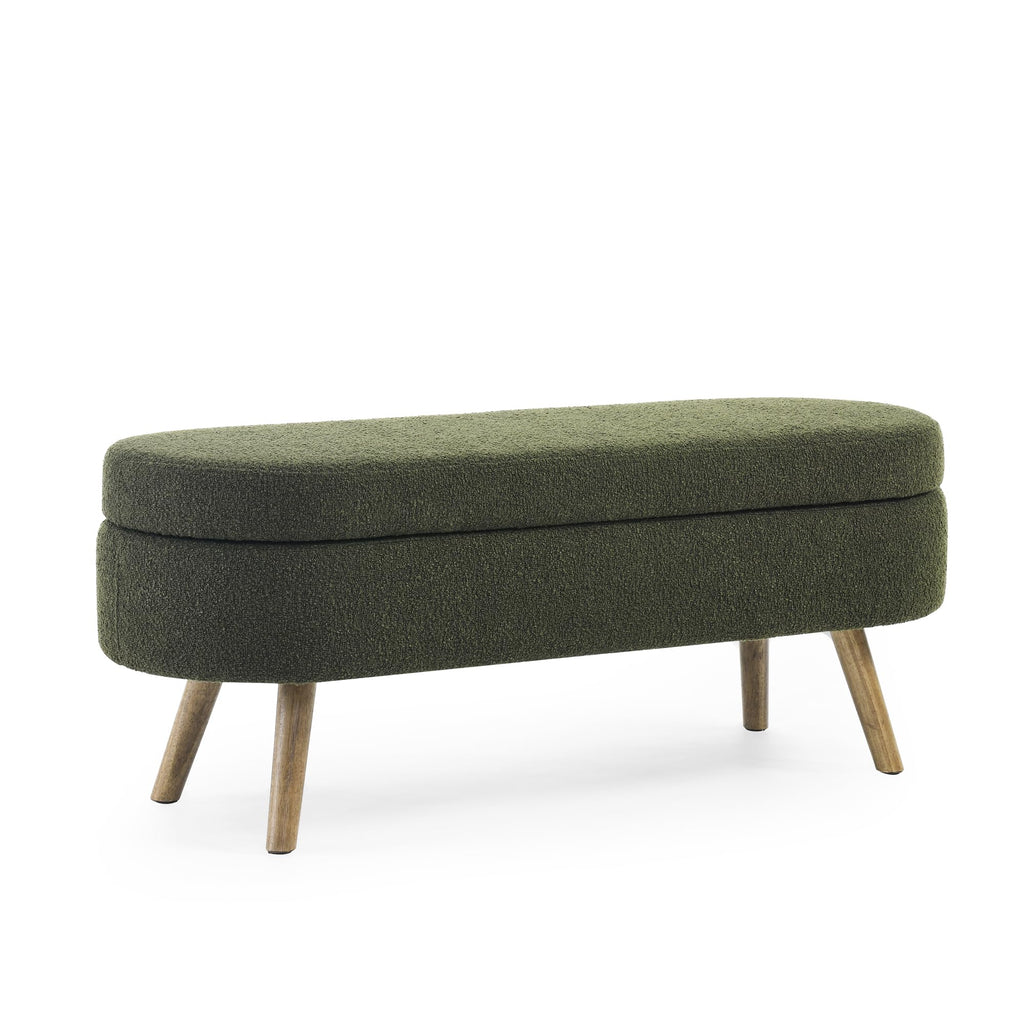 Oval Storage Bench with Rubber Wood Legs Q835868