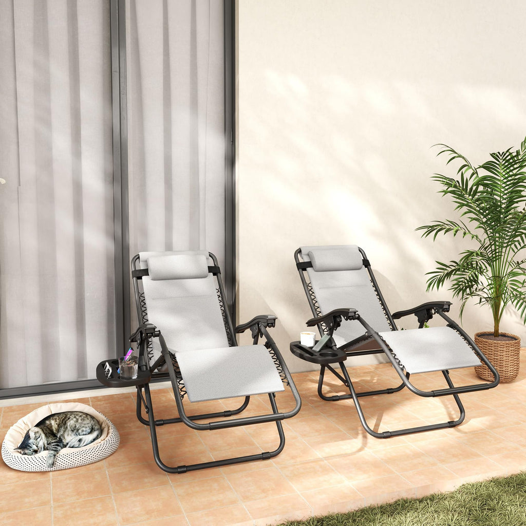Zero Gravity Chairs Set of 2 Light Gray Q86449