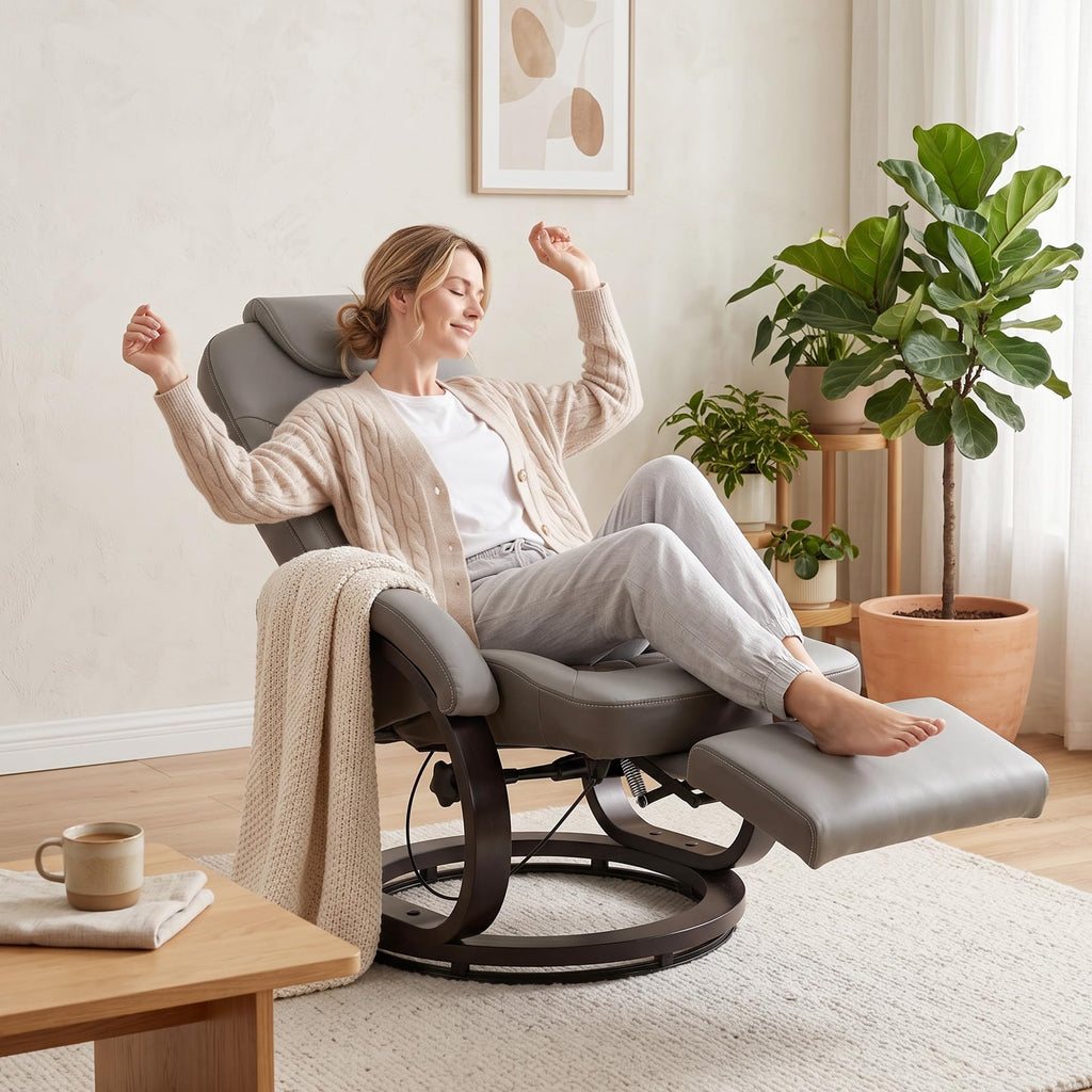 Gray Manual Recliner Chair with Footrest H226089