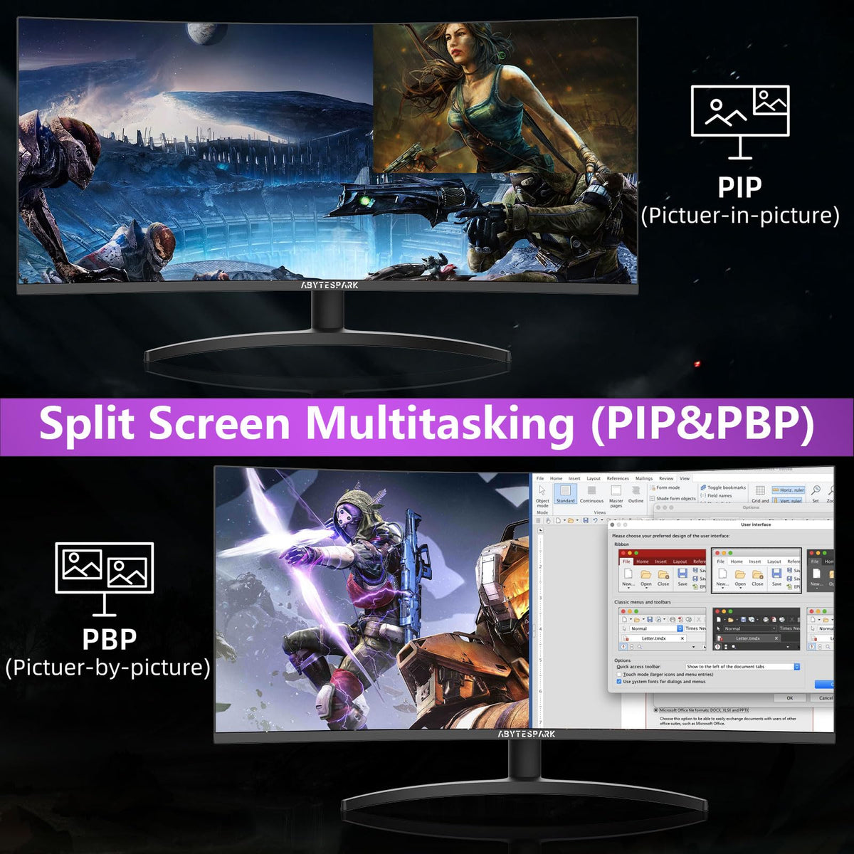 34 Inch Curved Ultra Wide WQHD Gaming Monitor 165Hz 1ms HDR400 T165