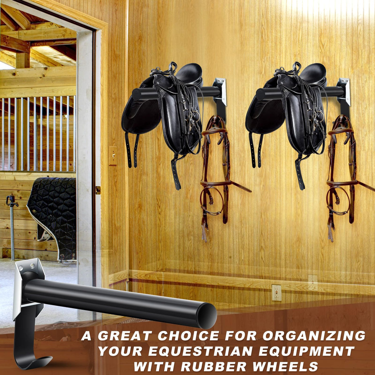 2 Pcs Wall Mount Saddle Rack with Bridle Holder E2142