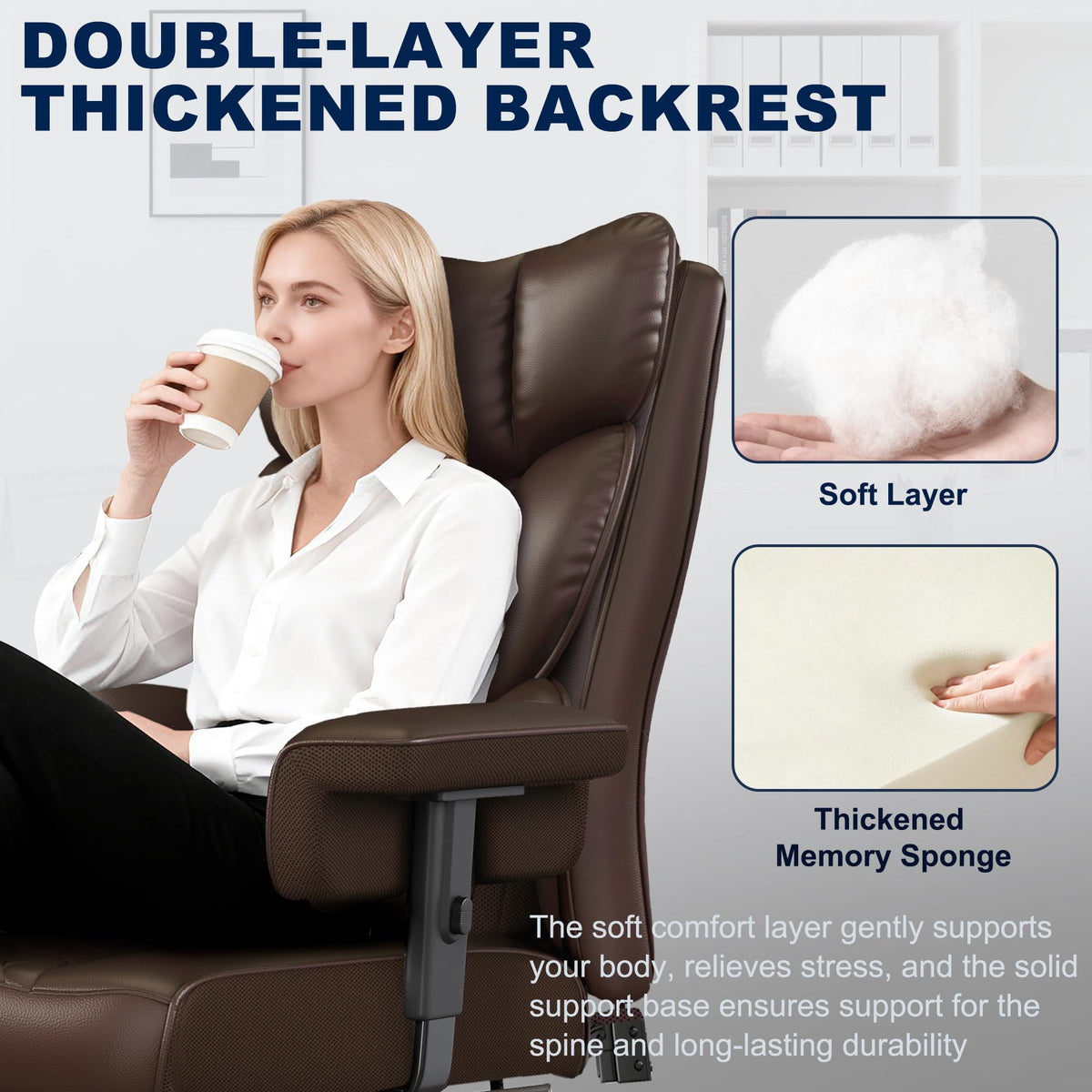 Big and Tall Faux Leather Office Chair with Footrest N2091