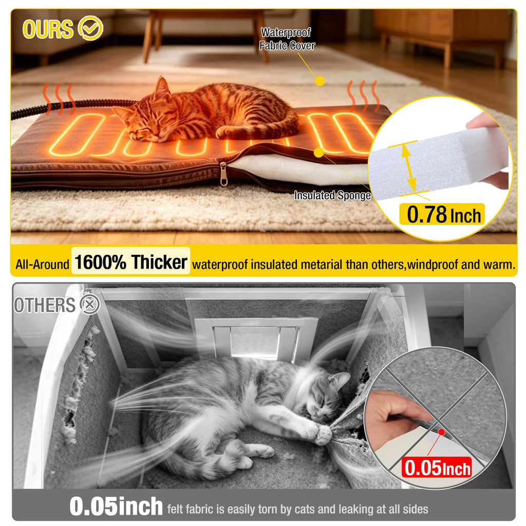Outdoor Heated Cat House with Insulated Liner D96052