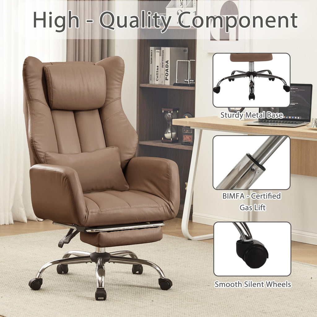 Cross Legged Office Chair with Footrest Brown M247