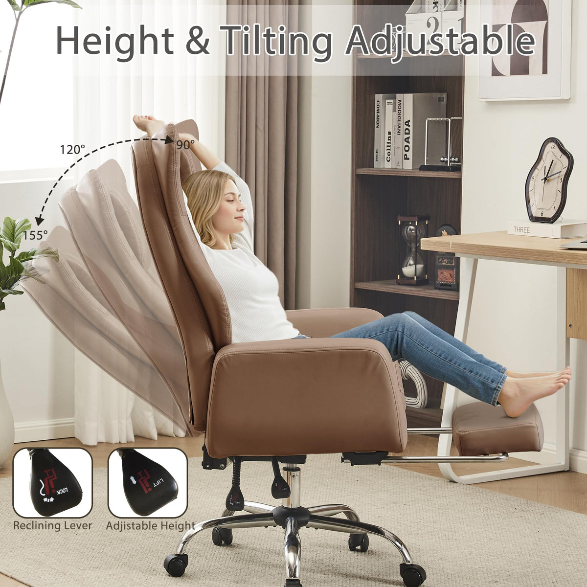 Cross Legged Office Chair with Footrest Brown M247