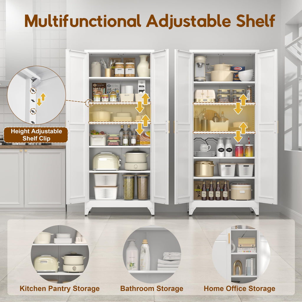 75" Metal Kitchen Pantry Cabinet with Doors B46041