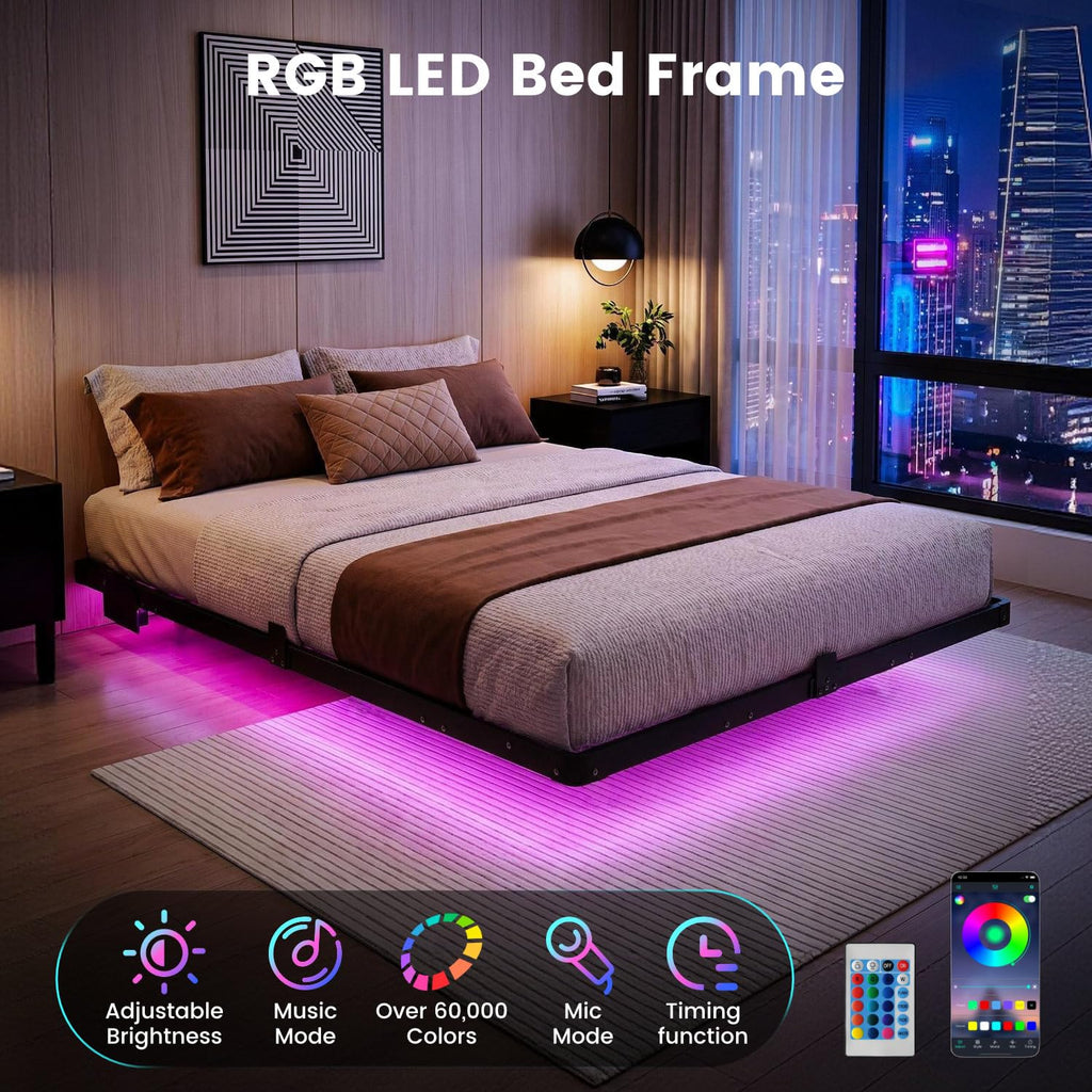 Full Floating Bed Frame with LED Lights G824