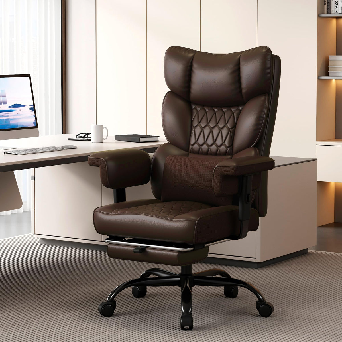 Big and Tall Faux Leather Office Chair with Footrest N2091