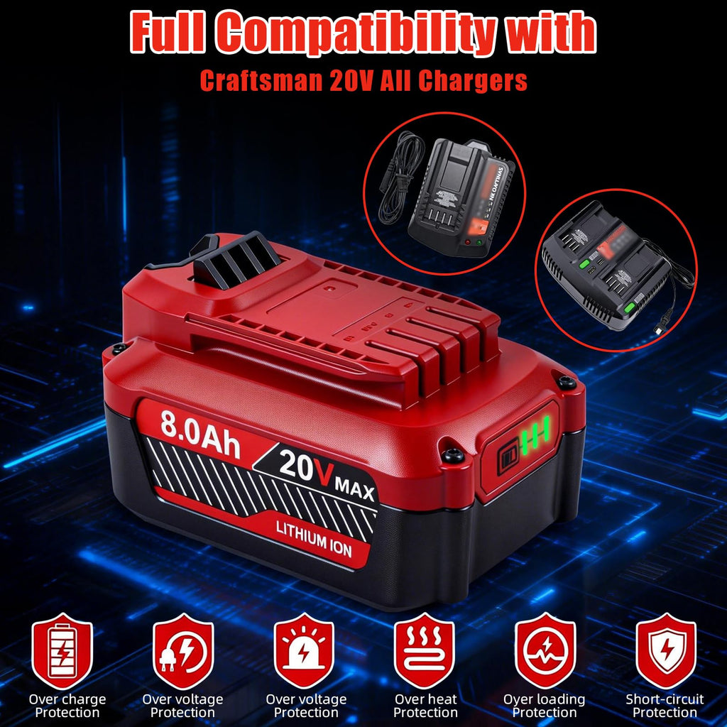 20V 8.0Ah Lithium ion Replacement Battery 2 Piece C3177