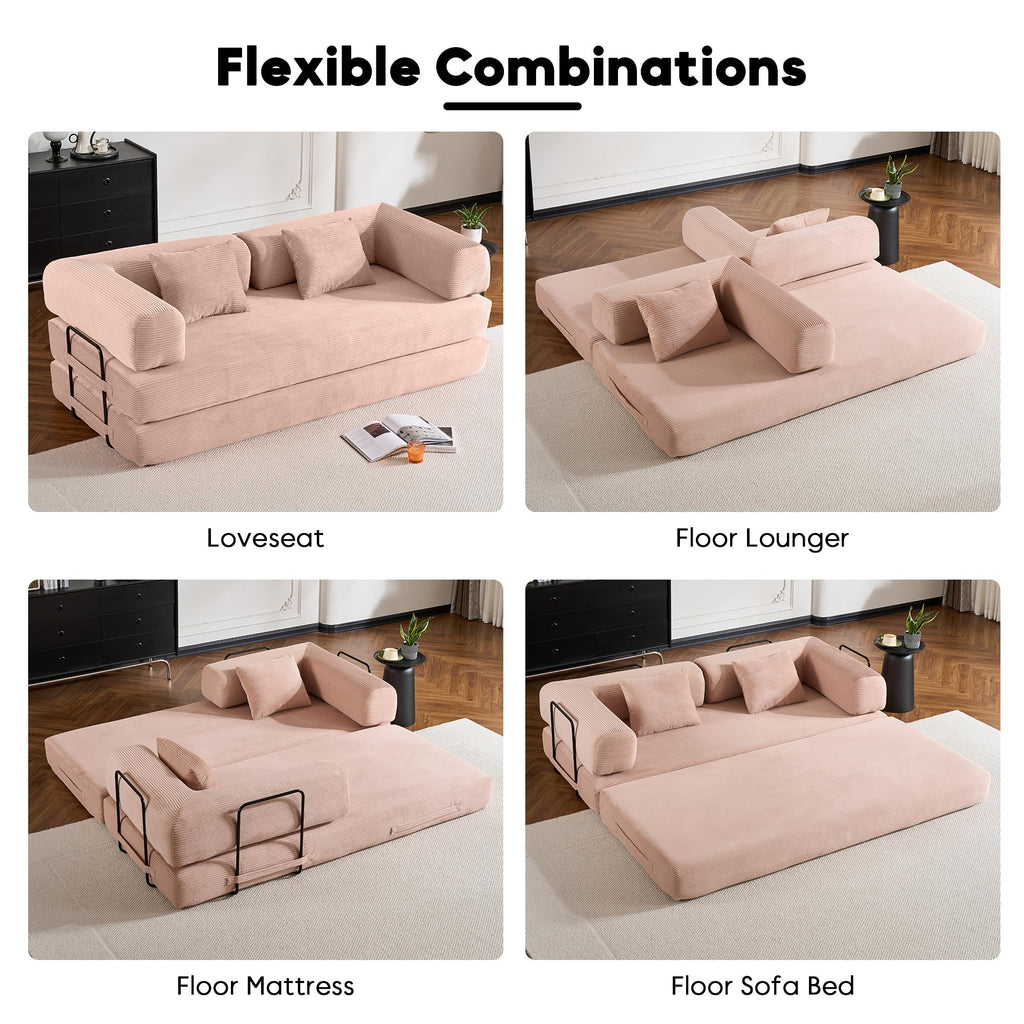 Pink Convertible Floor Sofa Bed T5354