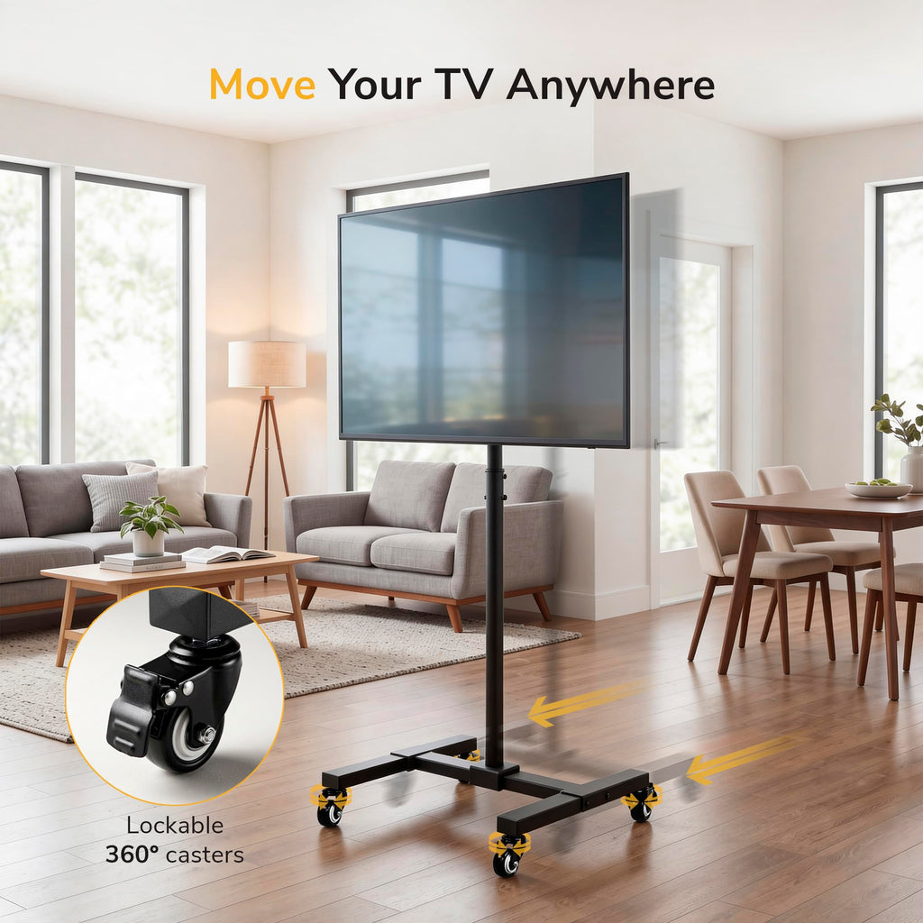 Black Mobile TV Stand with Locking Wheels F16085