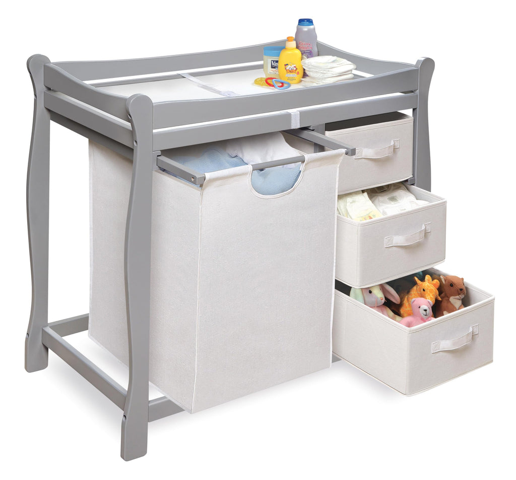 Gray Baby Changing Table with 3 Storage Baskets T465