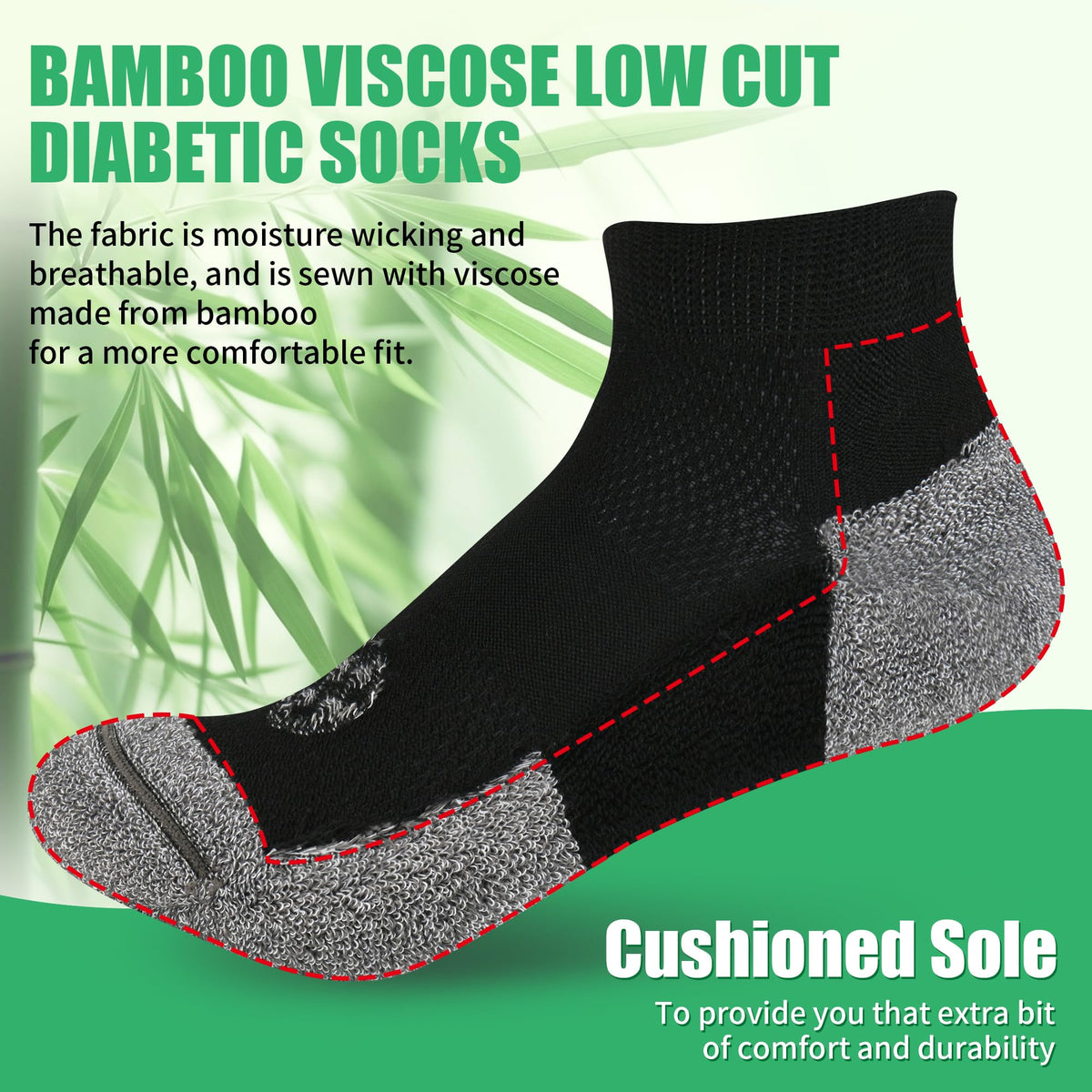 6 Pairs Low Cut Diabetic Socks L917045