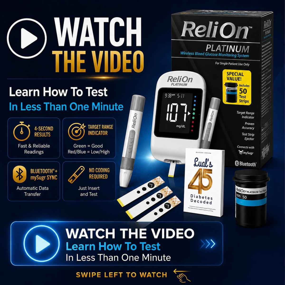 Blood Glucose Monitor Kit with 50 Test Strips S466742