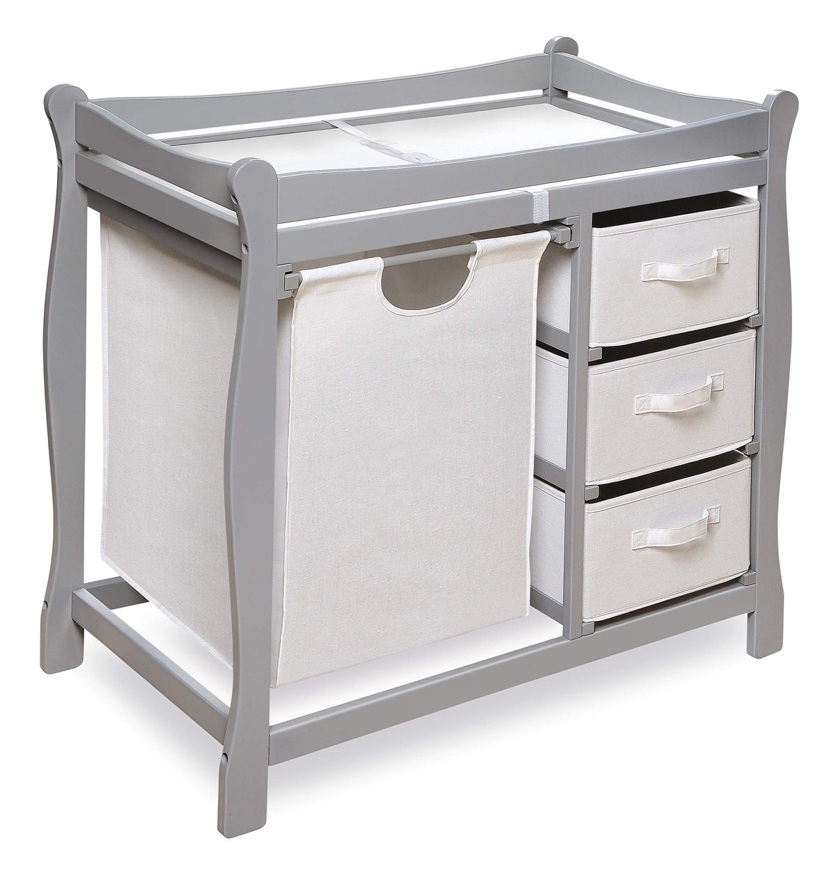 Gray Baby Changing Table with 3 Storage Baskets T465