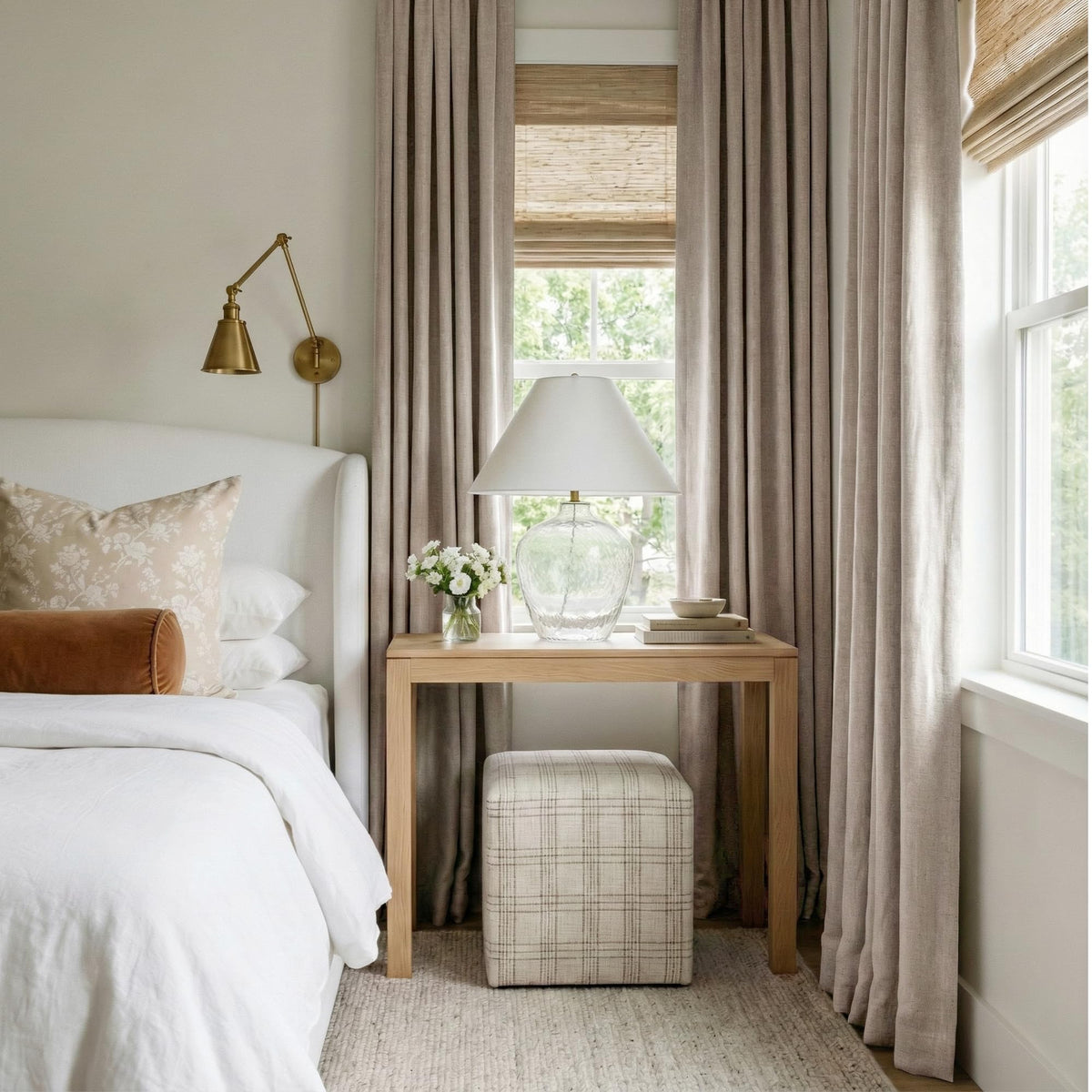 Natural Beige 100% Blackout Linen Curtains 96 Inch D392161