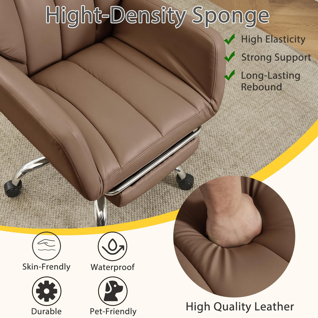 Cross Legged Office Chair with Footrest Brown M247