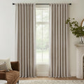 Natural Beige 100% Blackout Linen Curtains 96 Inch D392161