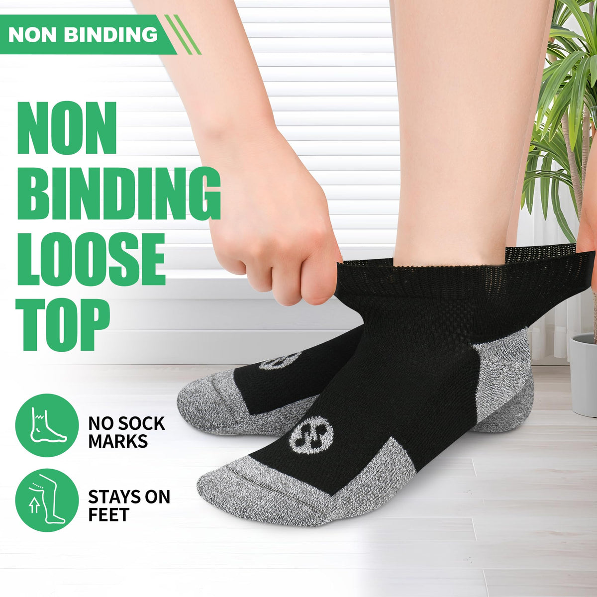 6 Pairs Low Cut Diabetic Socks L917045