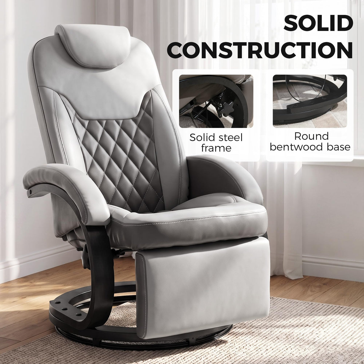 Gray Manual Recliner Chair with Footrest H226089