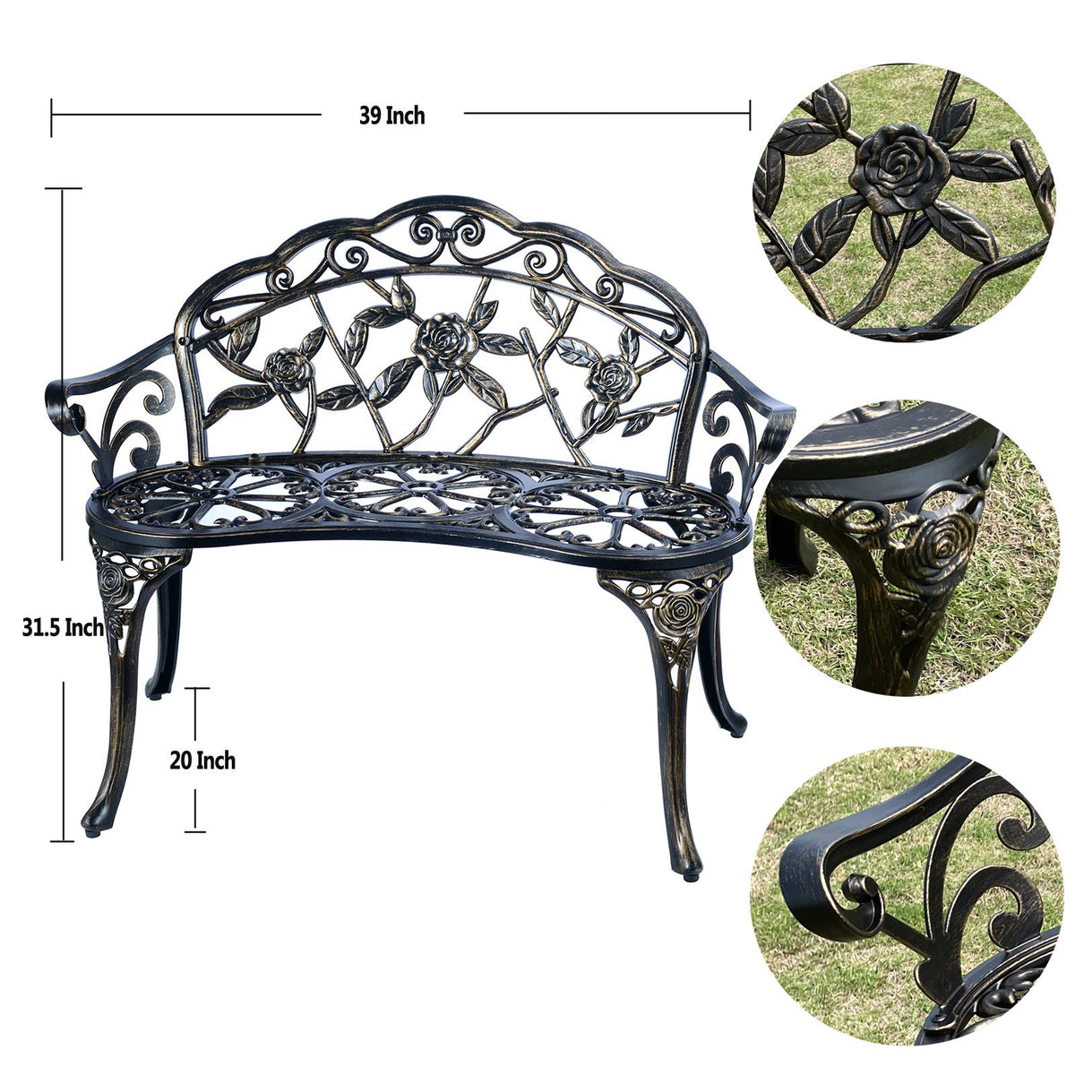 Cast Aluminum Outdoor Bench B625985