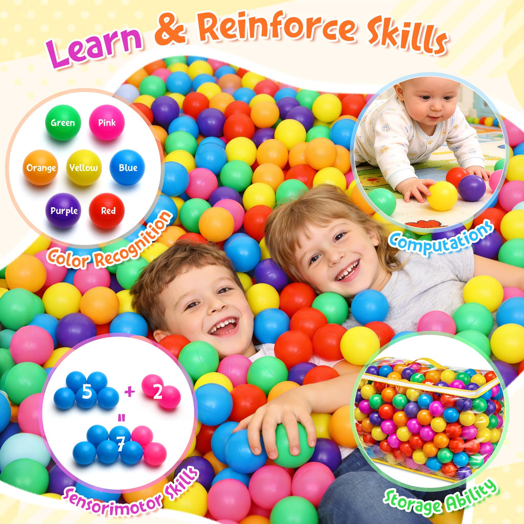 Crush Proof Plastic Ball Pit Balls with Storage Bag K5068
