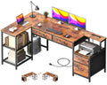 57" L Shaped Computer Desk with Power Outlet S94887