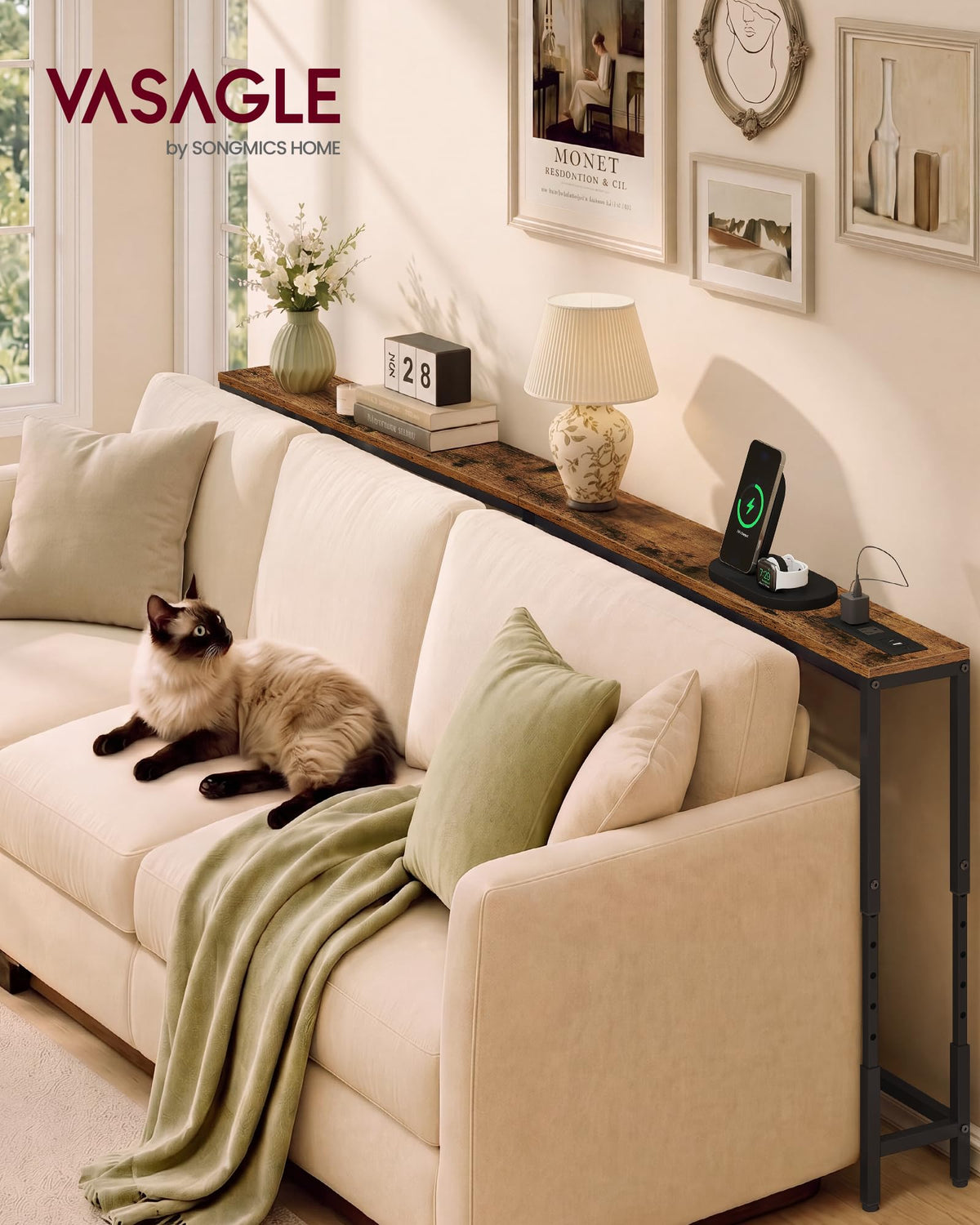 78.7" Height Adjustable Console Table with Power Outlet C86598