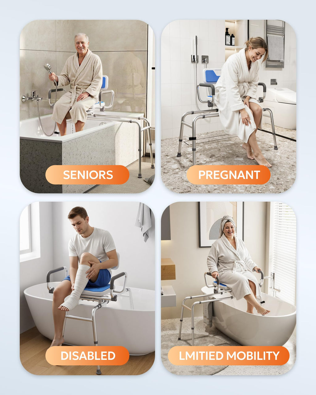 Sliding Shower Chair with 360° Swivel Seat U5368