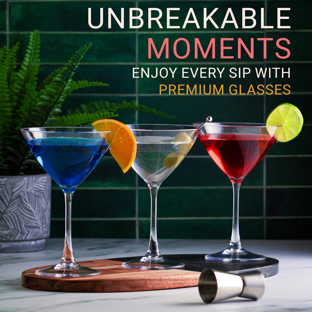 Unbreakable Plastic Martini Glasses, 8 oz Set of 6 A3902