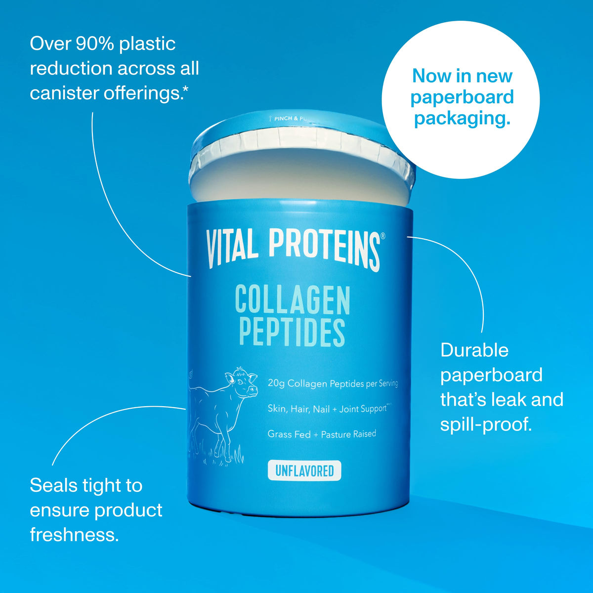 Grass Fed Collagen Peptides Powder, Unflavored, 20oz U8339