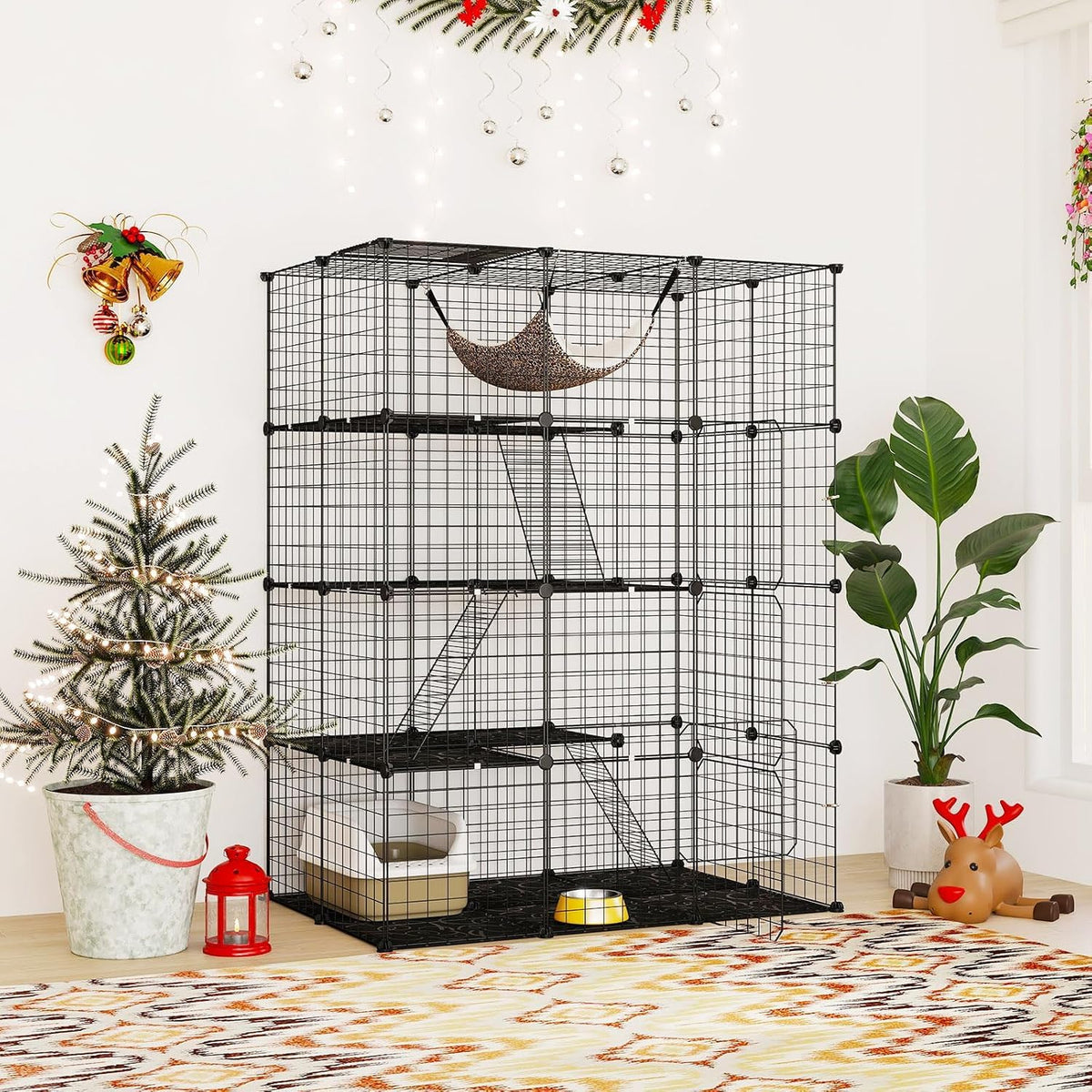 Large 4-Tier Metal Wire Cat Cage M884408