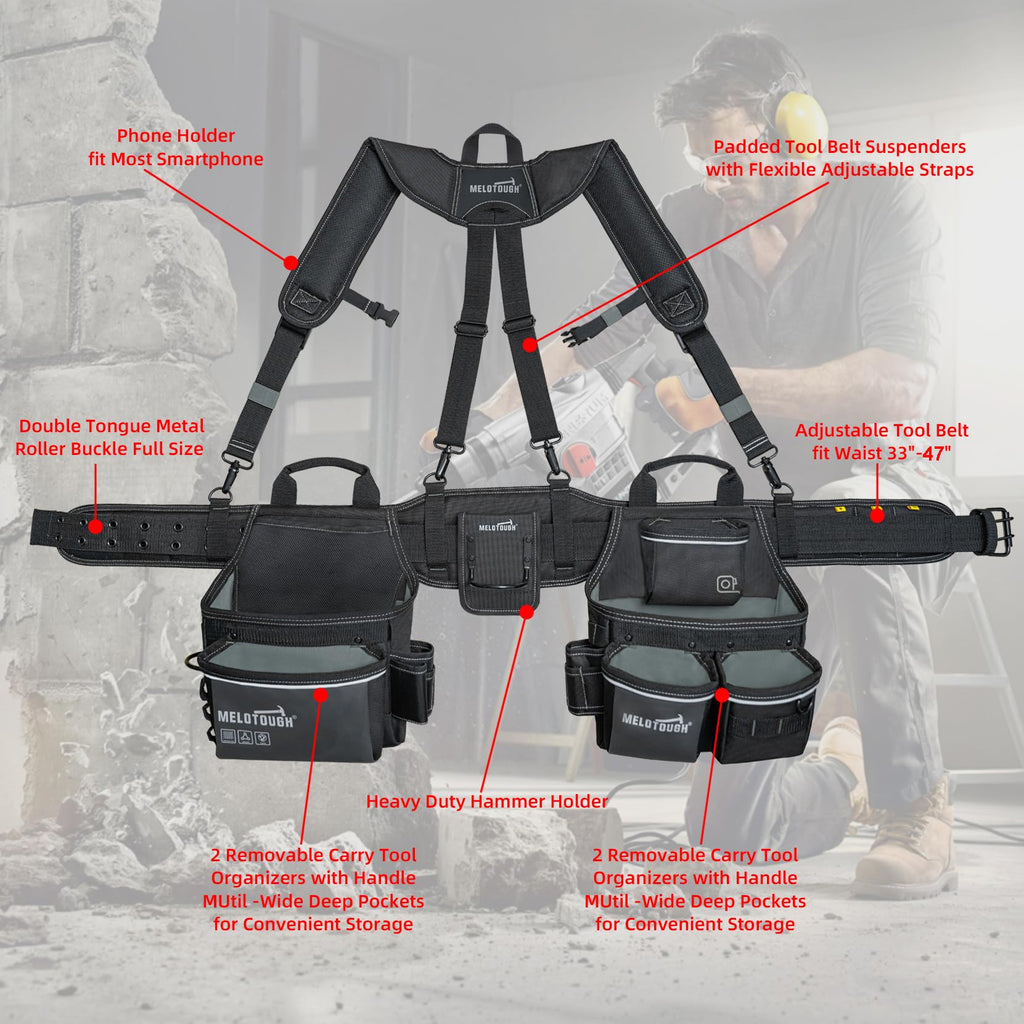 Carpenters Tool Belt with Suspenders 27 Pockets X166
