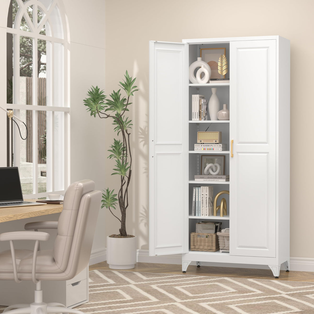 75" Metal Kitchen Pantry Cabinet with Doors B46041