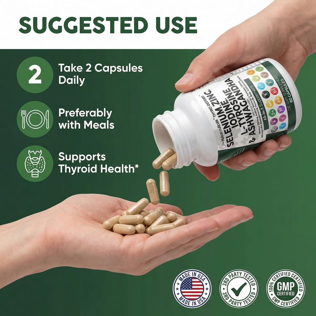 Selenium Iodine Thyroid Support Capsules J96466