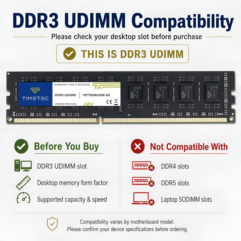 8GB DDR3L DDR3 1600MHz Non-ECC Unbuffered 240 Pin UDIMM Desktop Memory RAM Module M294