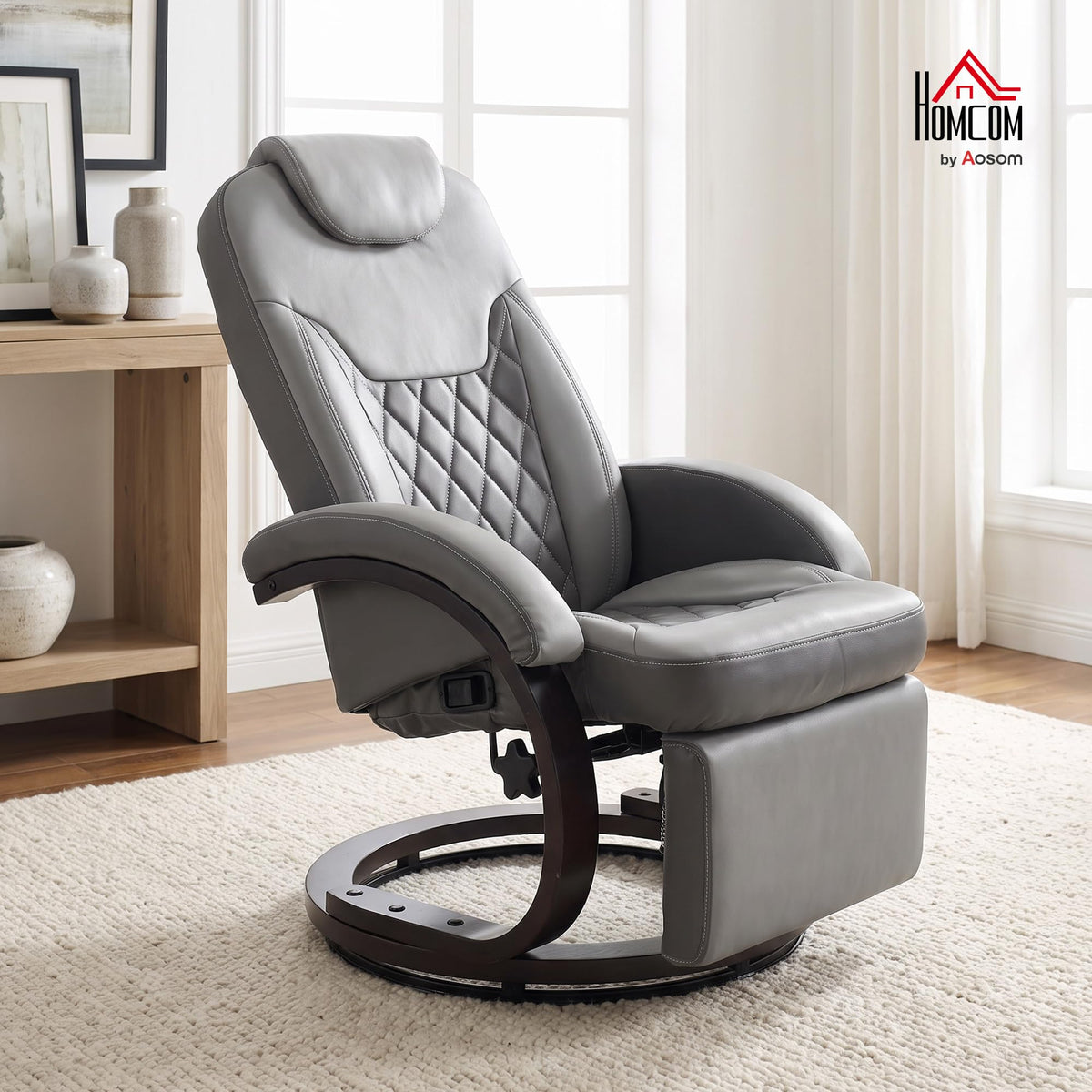 Gray Manual Recliner Chair with Footrest H226089