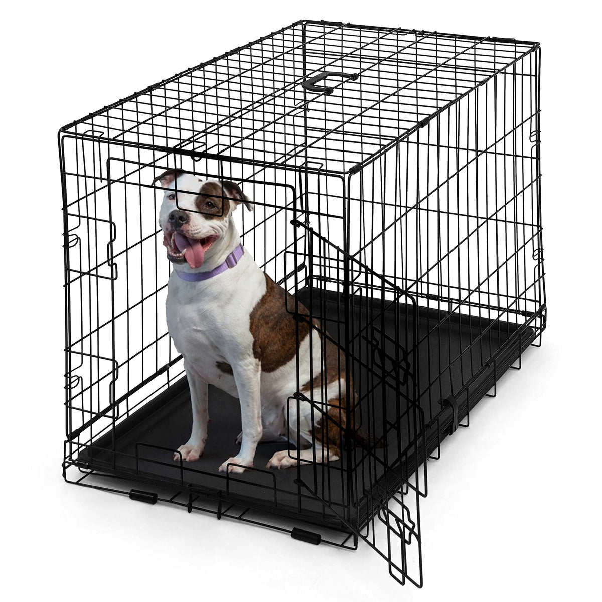 Foldable Wire Metal Dog Crate with Leak-Proof Pan U51513