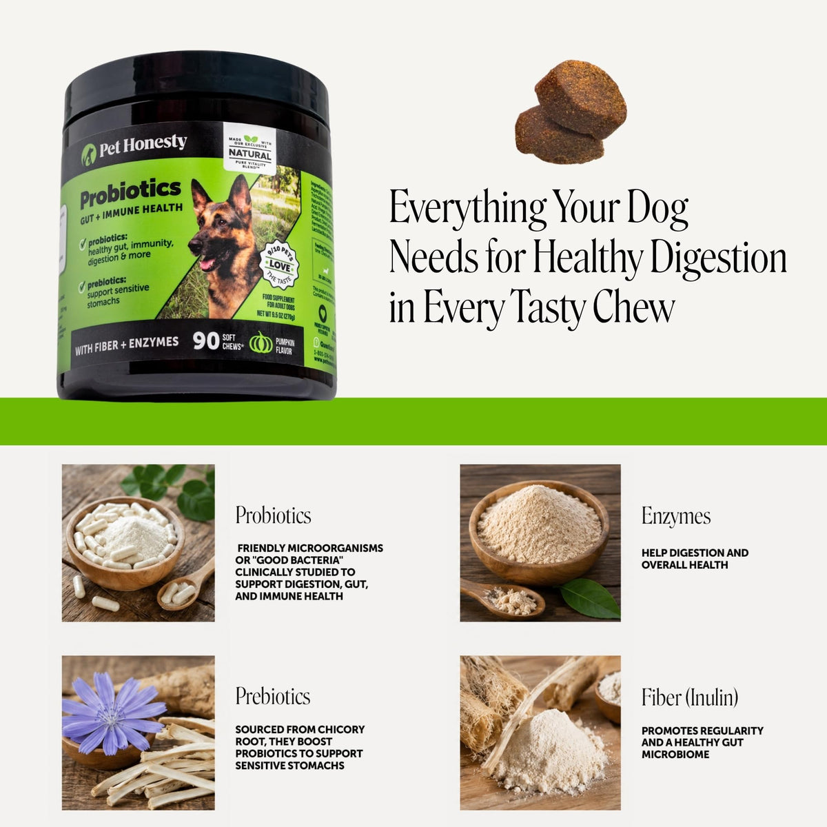 Dog Probiotics Chews 90ct Pumpkin L3722
