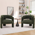 Sherpa Barrel Accent Chairs Set of 2 Olive Green N17402